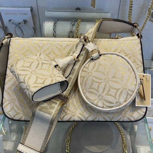 MICHAEL KORS Jet Set Travel Small Logo Jacquard Crossbody With Tech Attach NWT - Picture 16 of 16